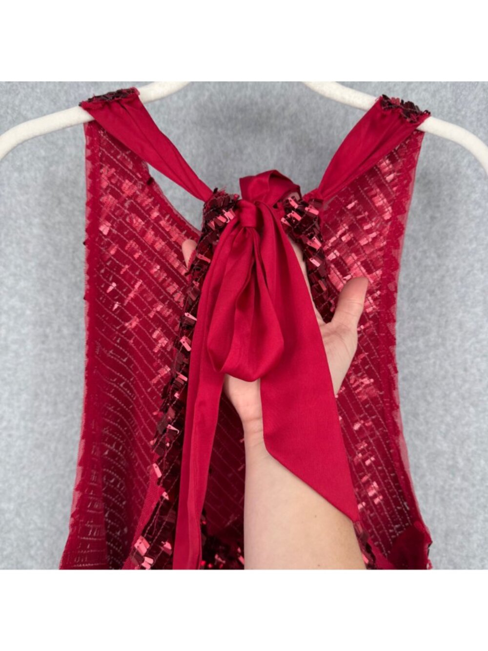 Intimately Free People Disco Fever Cami Top Size M Red Sequin Adjustable Party - Picture 4 of 11